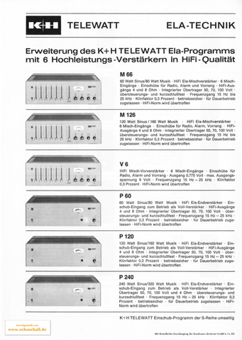 [Translate to Englisch:] Klein + Hummel Prospekt Telewatt Ela Technik (1974) deutsch