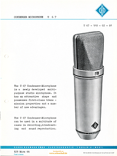 Neumann Brochure U67 Microphone 1966