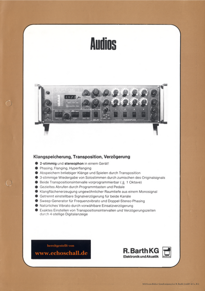 Barth Prospekt Audios Effektgerät Prototyp deutsch