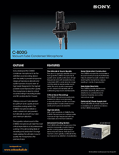 Sony Brochure C800G Tube Condenser Microphone 2007 english