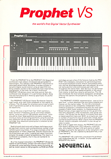 Sequential Brochure Prophet VS Synthesizer english