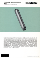 Beyer Prospekt M100 Tauchspulenmikrofon 1963 deutsch