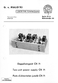 Malotki Prospekt CN71 Doppelnetzgerät deutsch english français