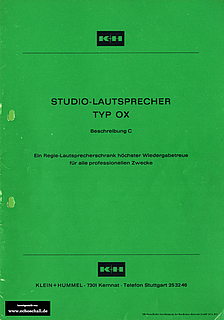 Klein + Hummel Prospekt OX Studio-Lautsprecher 1968 deutsch