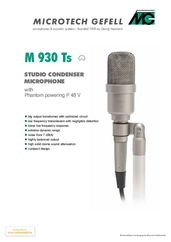 Microtech Gefell Brochure M930Ts Microphone english