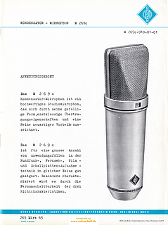 [Translate to Englisch:] Neumann Prospekt M269c Mikrofon 1966 deutsch