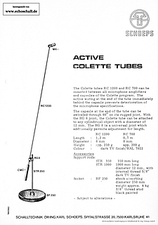 Schoeps Brochure RC1200 RC700 Active Colette Tubes 1976 english