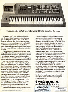E-mu Systems Brochure 1 Emulator II Digital Sampling Keyboard english
