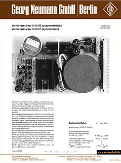 Neumann Prospekt V473 Vorhörverstärker 1985 deutsch