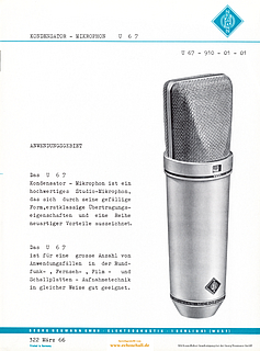 Neumann Prospekt U67 Mikrofon 1966 deutsch