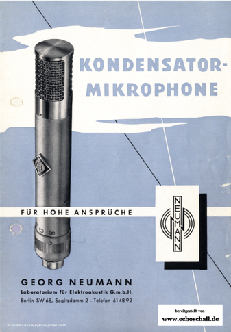 Neumann Katalog Mikrofone 1956 deutsch