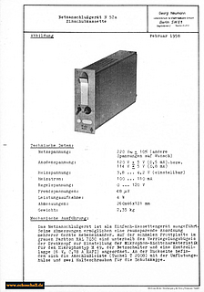 Neumann Prospekt N52a Netzteil fuer M49 M50 1958 deutsch