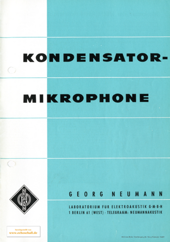 Neumann Katalog Mikrofone 1963 deutsch