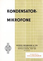 Neumann Gefell Katalog Kondensatormikrofone 1964 deutsch