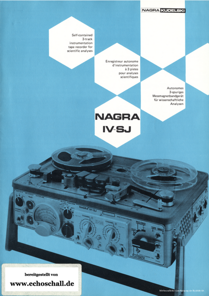 Kudelski Prospekt Nagra IV-SJ 1974 deutsch english français