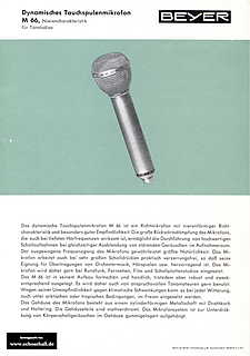 Beyer Prospekt M66 Tauchspulenmikrofon 1963 deutsch