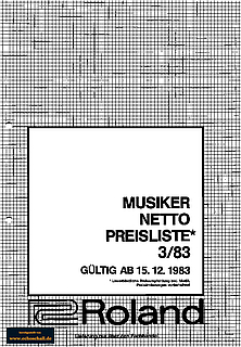 Roland Preisliste 1983 deutsch