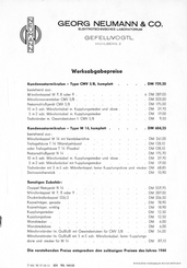Neumann Gefell Preisliste 1953 deutsch