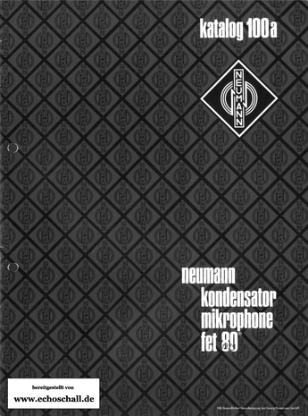 Neumann Katalog 100a Mikrofone 1979 deutsch