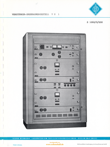 Neumann Prospekt VG1 Verstärkergestell 1960 deutsch