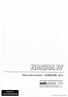 Kudelski Prospekt Nagra IV 1970 deutsch