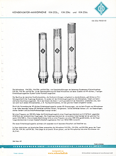 Neumann Prospekt KM253c KM254c KM256c Mikrofone 1965 deutsch 
