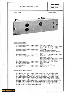 Neumann Prospekt SV32 Steuerverstärker 1956 deutsch