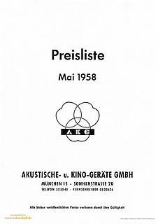 AKG Preisliste Mikrofone 1958 deutsch