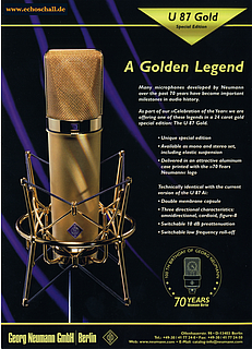 Neumann Brochure U87 Gold Microphone Limited Edition 1998 english