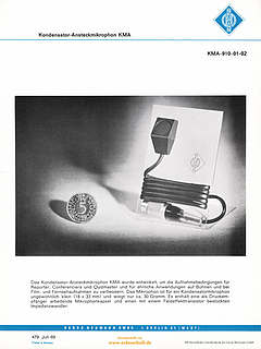 Neumann Prospekt KMA Ansteckmikrofon 1969 deutsch