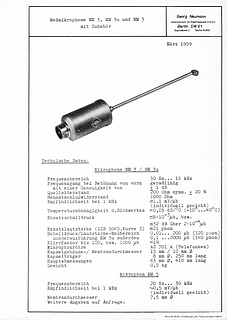 Neumann Prospekt MM3 MM5 Messmikrofone 1959 deutsch
