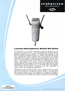 Sennheiser Brochure MD214 Lavalier Microphone 1966 english