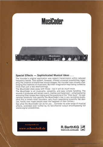 Barth Brochure MusiCoder Vocoder english