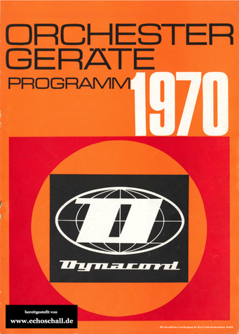 Dynacord Katalog Orchestergeräteprogramm 1970 deutsch