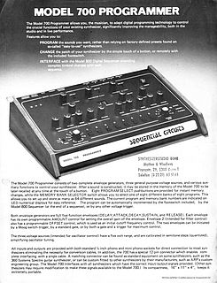 Sequential Circuits Brochure Model 700 Programmer Model 800 Sequencer 1977 english